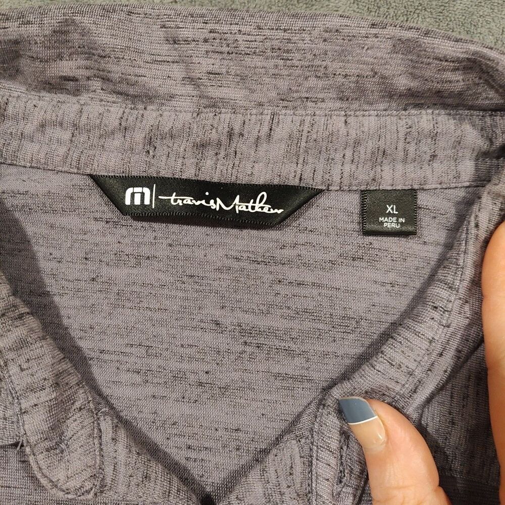 TRAVIS MATHEW Polo Shirt Mens XL Purple & Black Golf Heathered Vintage *READ